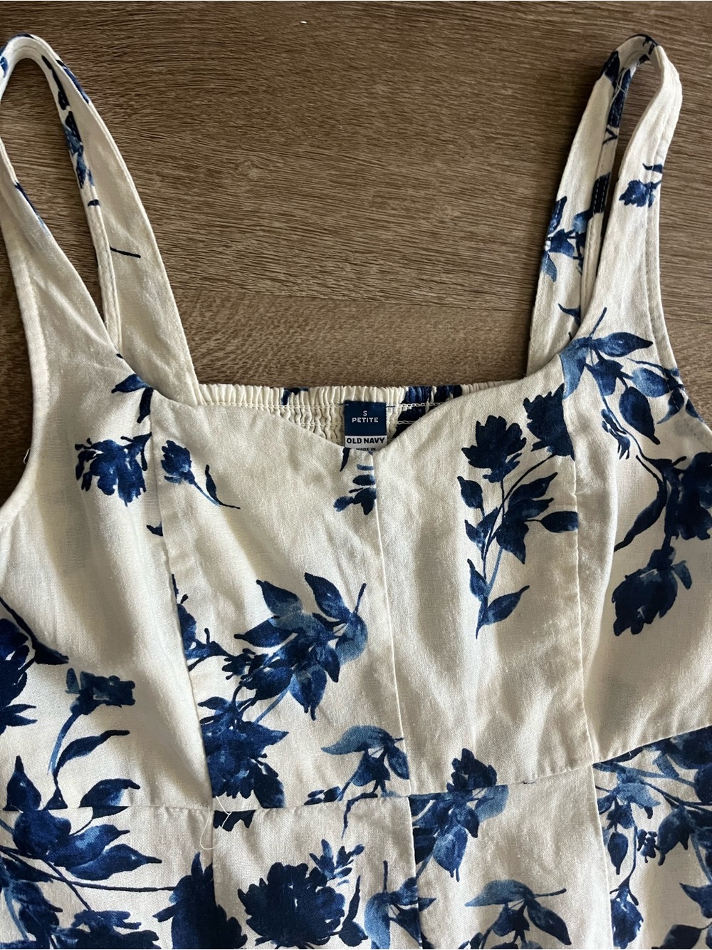 Old Navy White Midi Dress with Blue Floral Print - Picture 3 of 6